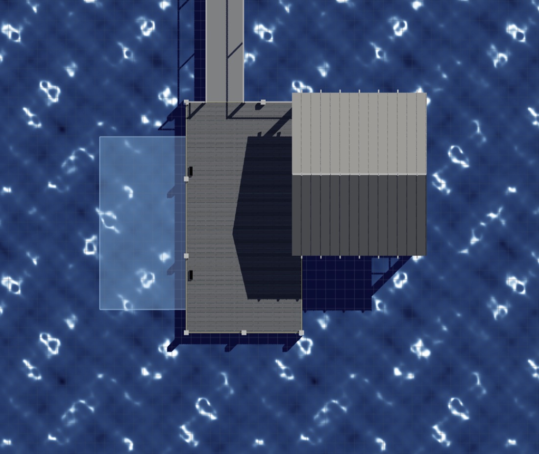Overhead view of a two-boat dock design